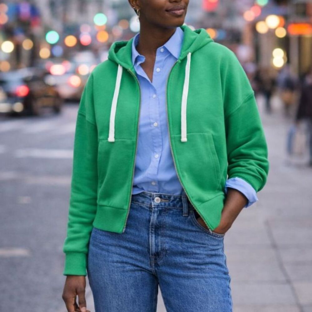 Everlane The Track Hoodie S NWT Green Clean Girl Streetwear Preppy Spring